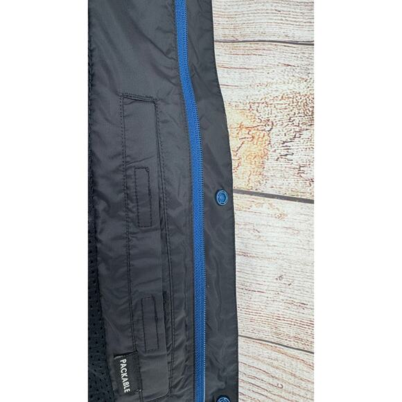 Columbia Omni-Tech Rain jacket Mens XLT Blue Black Full Zip Packable - Picture 16 of 16